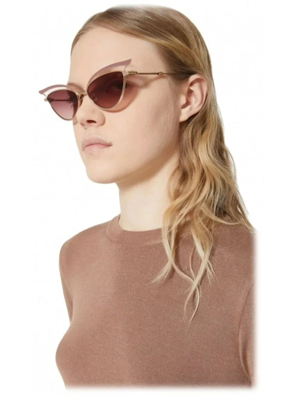 Valentino Women Sunglasses Titanium Gold Bordeaux Cat Eye V - GLASSLINER VLS-118